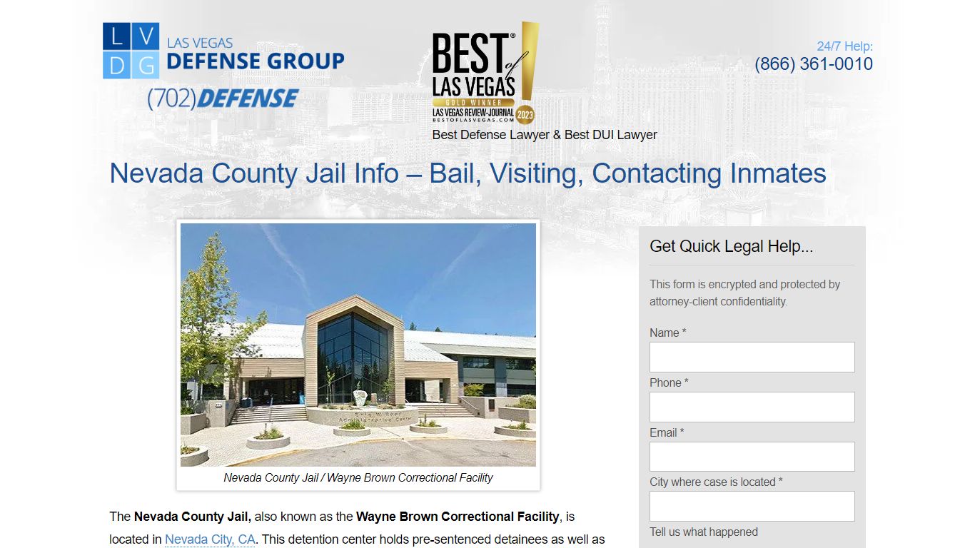 Nevada County Jail Info – Bail, Visiting, Contacting Inmates